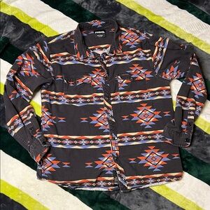RSQ Multicolor Aztec Print Button-Up Shirt Size XL